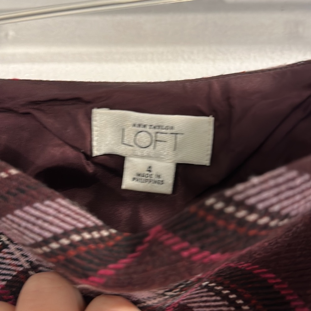 Ann Taylor Loft purple and white plaid skirt - Picture 2 of 3
